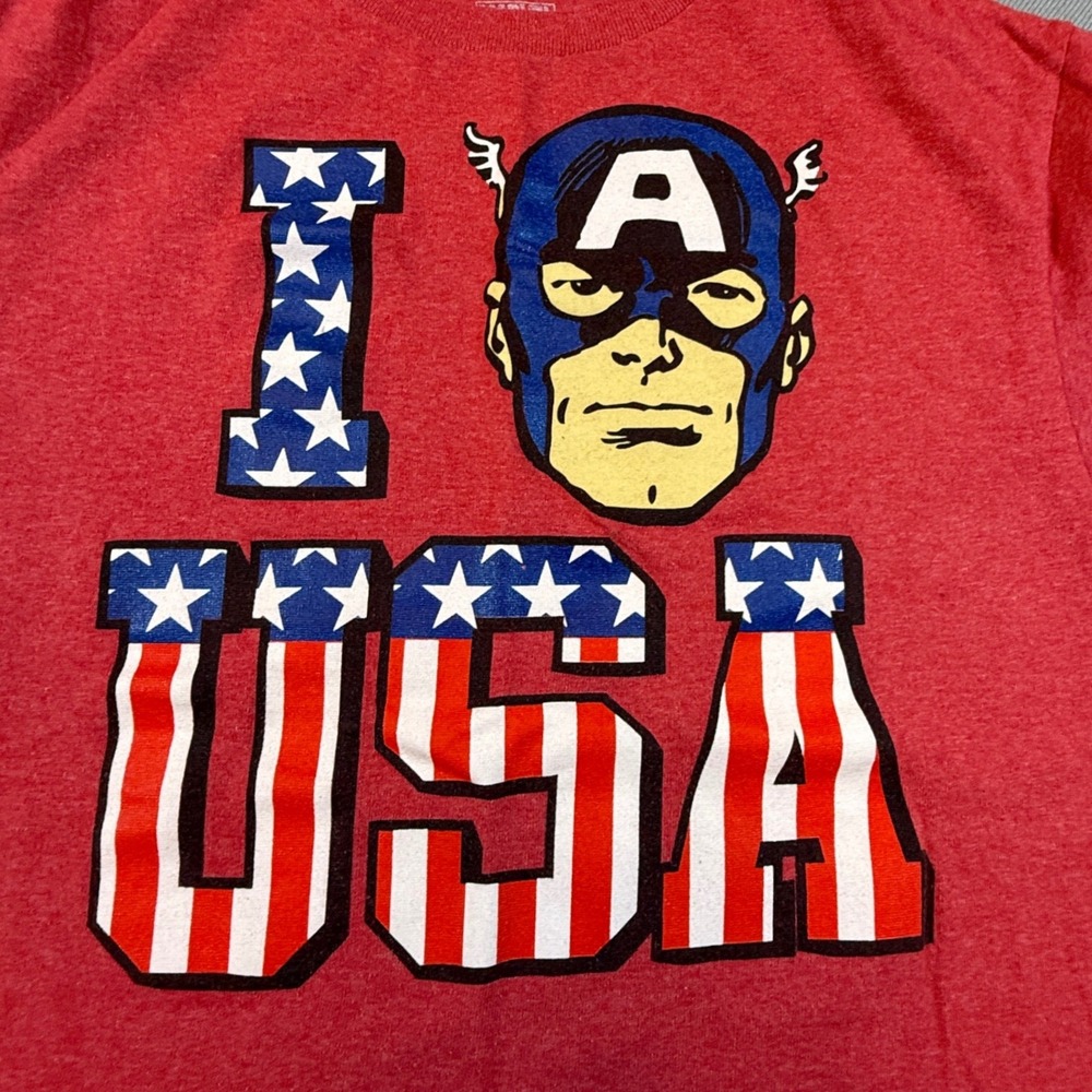 Marvel Captain America I Love USA Red Graphic T-Shirt Mens Large Avengers 2026 - Picture 3 of 6